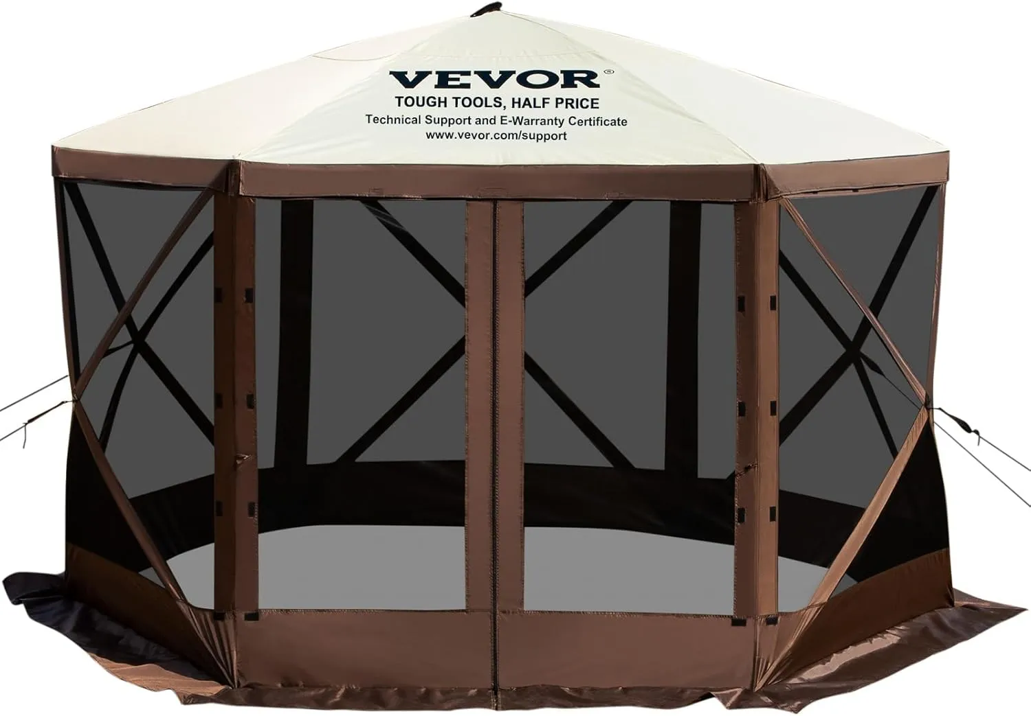 VEVOR Pop Up Gazebo Screen Tent, Pop-Up Instant Gazebo Tents with Mosquito Netting Outdoor Canopy, 6 Sided Sun Shelter 10x10ft with 6 Removable Wind Cloths & 2 Mesh Windows, Pavilion Tent for Patio