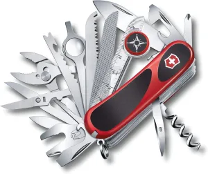 Victorinox Evolution S54 Grip Swiss Army Knife, 32 Functions, Swiss Made Pocket Knife with Large Blade, Screwdriver and Rotating Compass - Red/Black