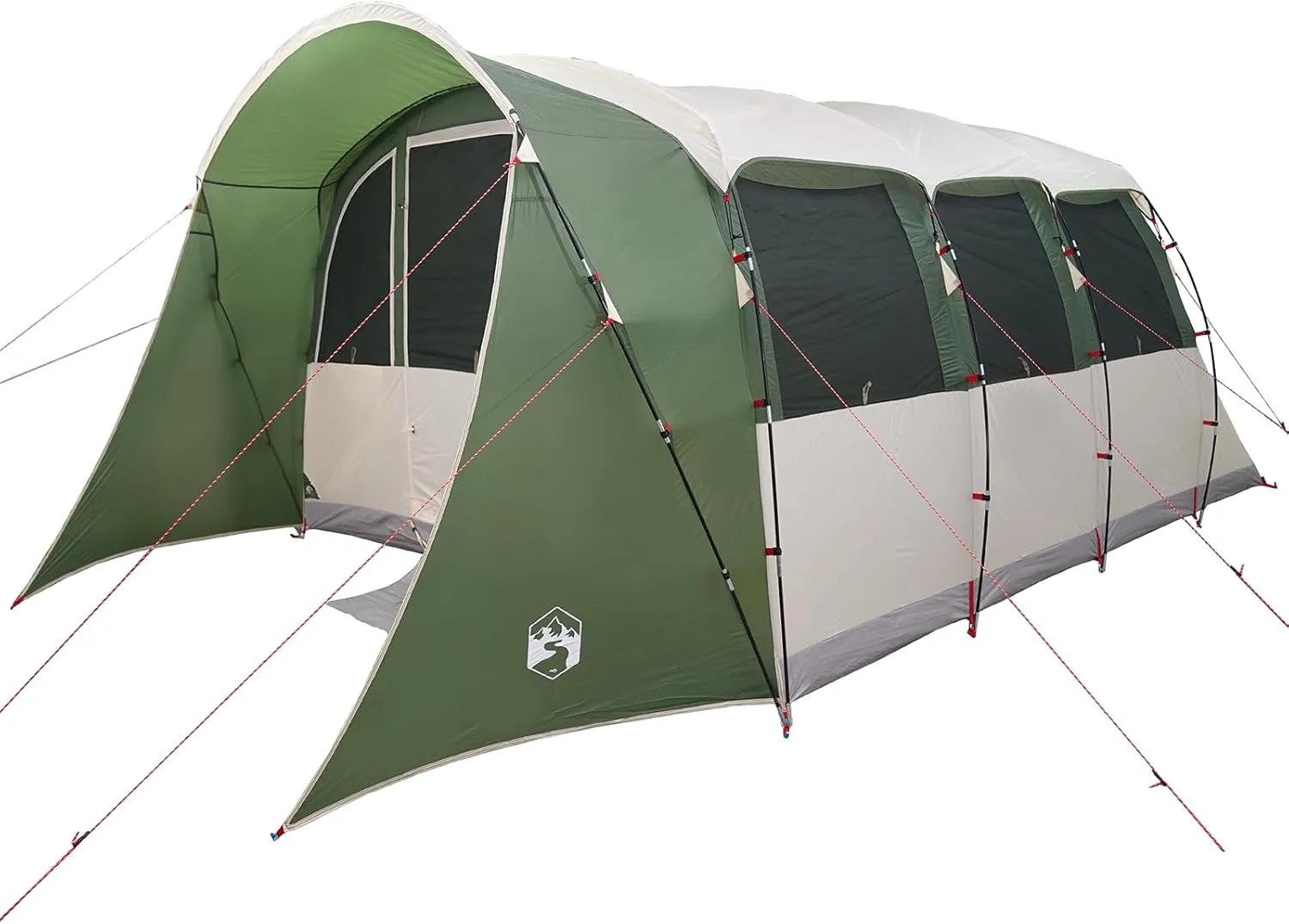 vidaXL 8 Person Outdoor Camping Tent in Green | Water Resistant Fabric & Ventilated Design Perfect for Family Easy Setup Collapsible with Carrying Bag Included Shelter Waterproof Polyester Large