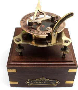 Vintage Brass Sundial Compass – 2.5" WEST London Antique Maritime Compass with Adjustable Screw Legs – Nautical Decor & Collectible