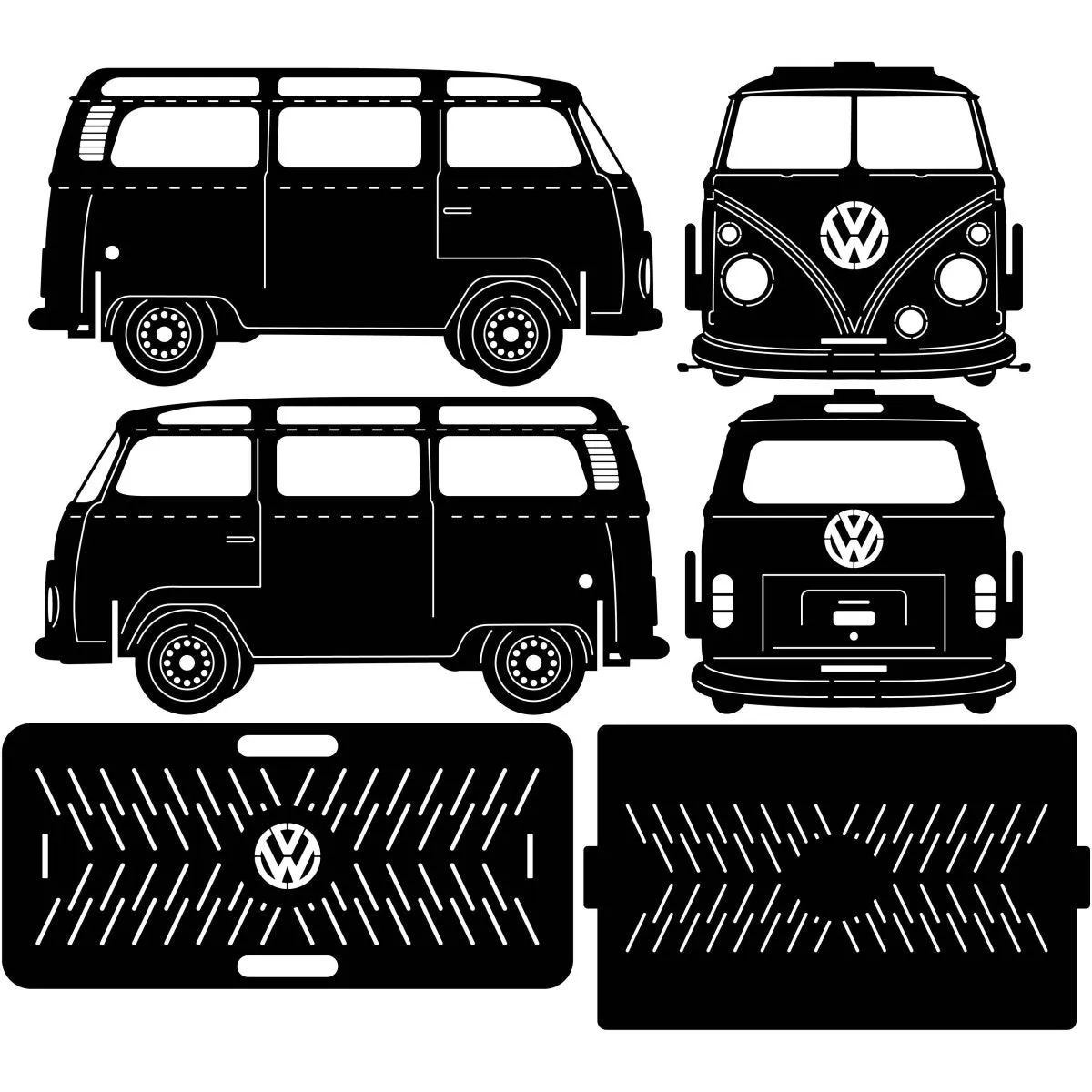 Vintage Collapsible Fire Pit DXF for CNC | VW Kombi Van Design