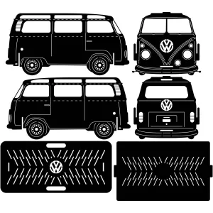 Vintage Collapsible Fire Pit DXF for CNC | VW Kombi Van Design