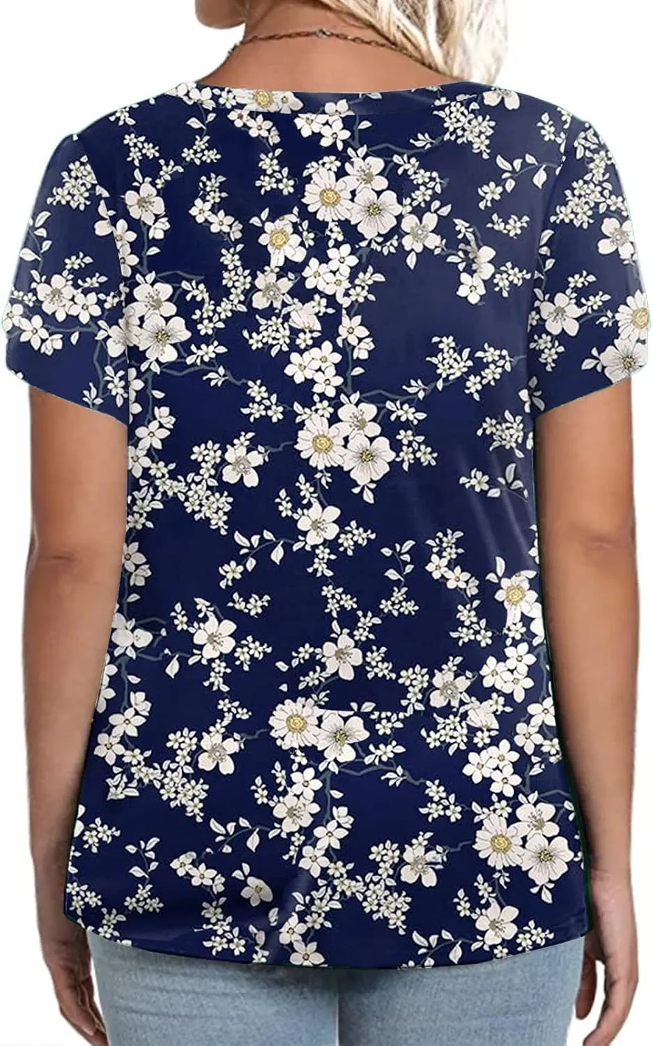 VISLILY Plus-Size-Tops for Women Casual Petal Sleeve T Shirts Summer V Neck Loose Comfy Tee