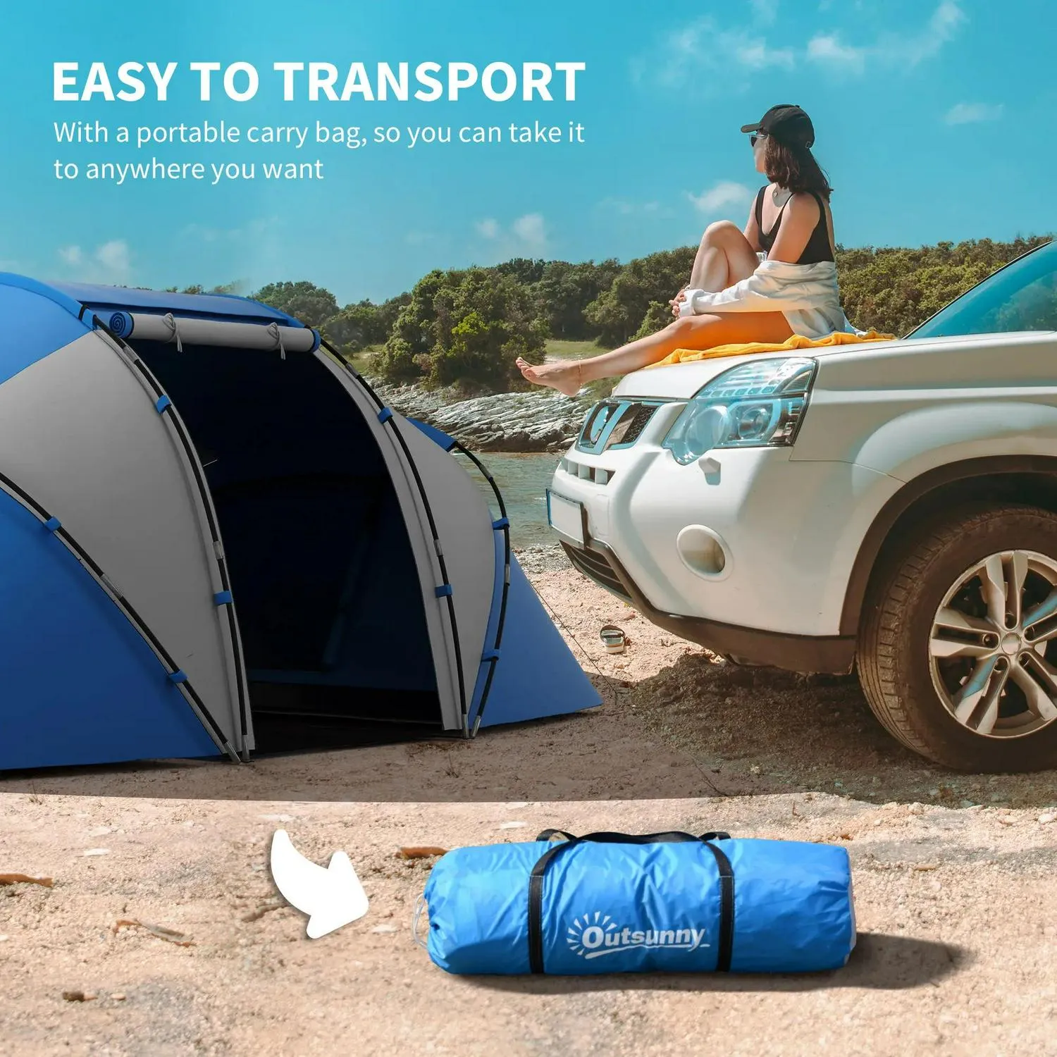W/ White Bedroom, Tent Man UV Outsunny Shelter, Blue Tunnel Two Professional Fast response time And Hiking 4-6 Camping Protection
