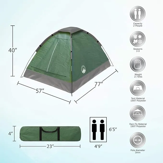 Wakeman Tents Wakeman Outdoors Camping Tent with Rain Fly and Carrying Bag
