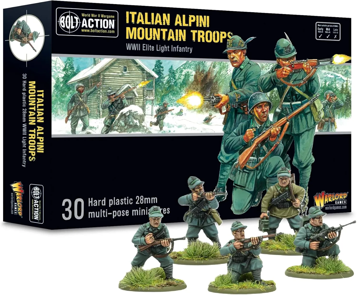 Warlord Games Bolt Action Italian Alpini Mountain Troops 1:56 WWII Table Top Wargaming Plastic Model Kit 402015803