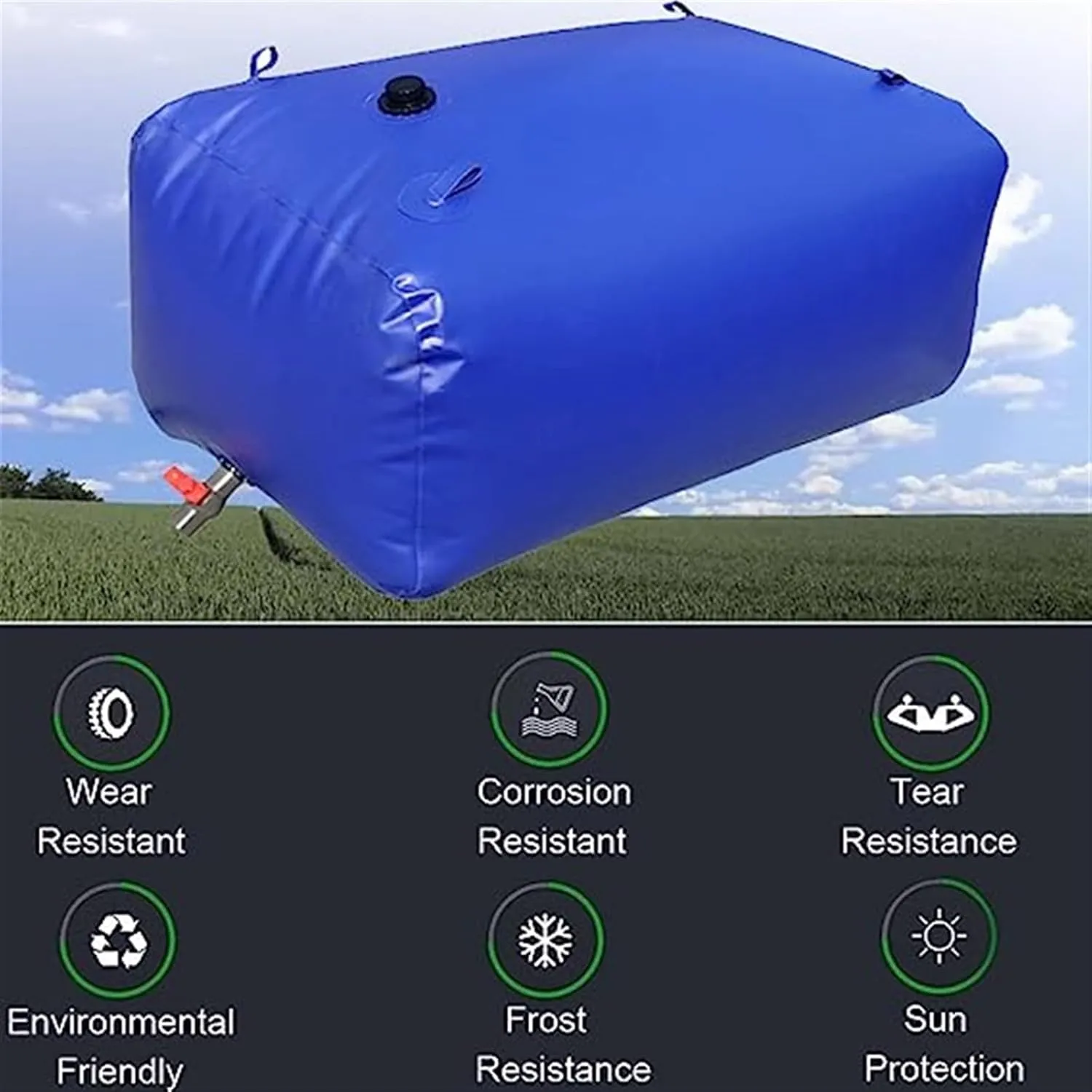 Water Bladder Storage Containers Collapsible Storage Bladder,Heavy Duty Truck Bed Camping Agricultural Farm Portable Wild Water Tanks,Soft Drought-Resistant Water Bag,Water Storage Container With Fauc