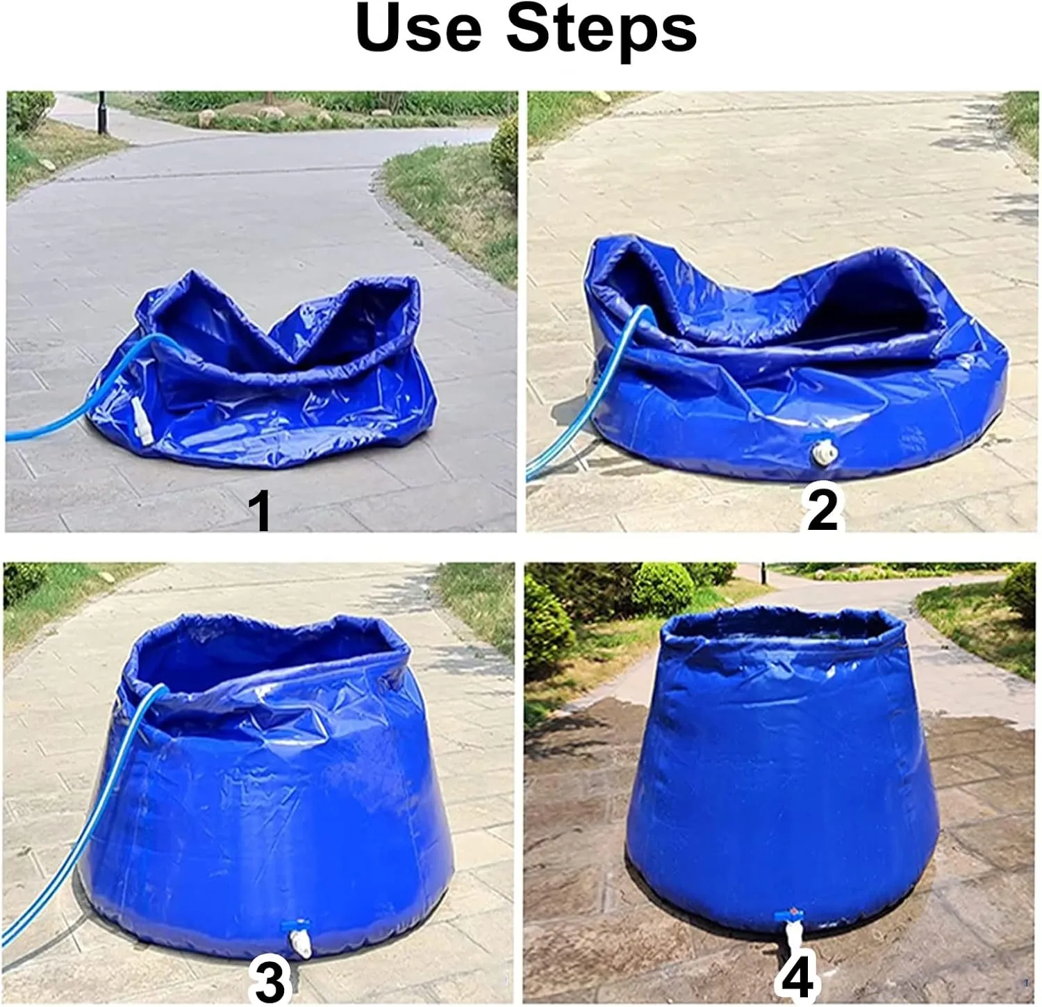 Water Storage Bag Round Water Storage Tank with Faucet, Outdoor Rainwater Collection Barrel for Watering The Trees/Agriculture Irrigation, Large Capacity (Size : 2x1.2x1m/2t)