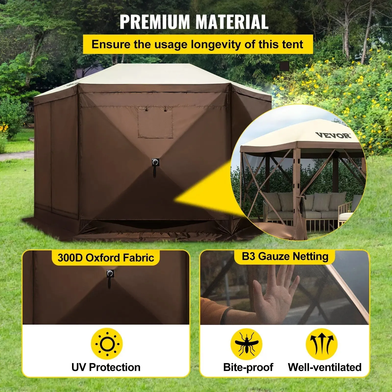Waterproof 8 Person Pop Up Camping Gazebo Tent