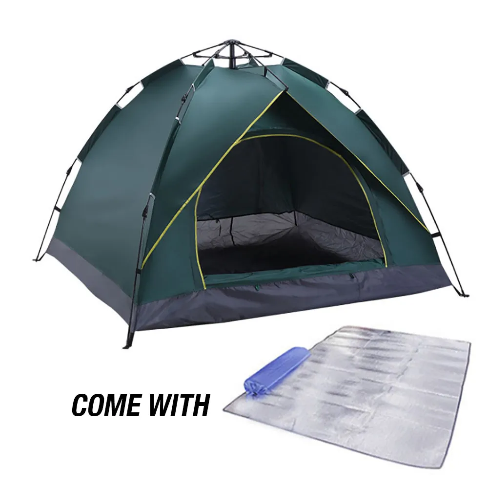 Waterproof Automatic Camping Tent 3-5 Person Come with Moisture Proof Pad(Green)-ACT