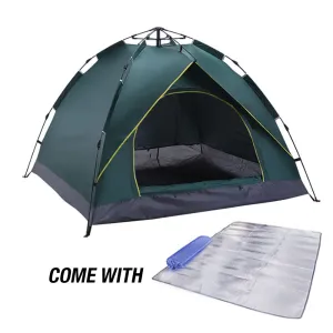 Waterproof Automatic Camping Tent 3-5 Person Come with Moisture Proof Pad(Green)-ACT