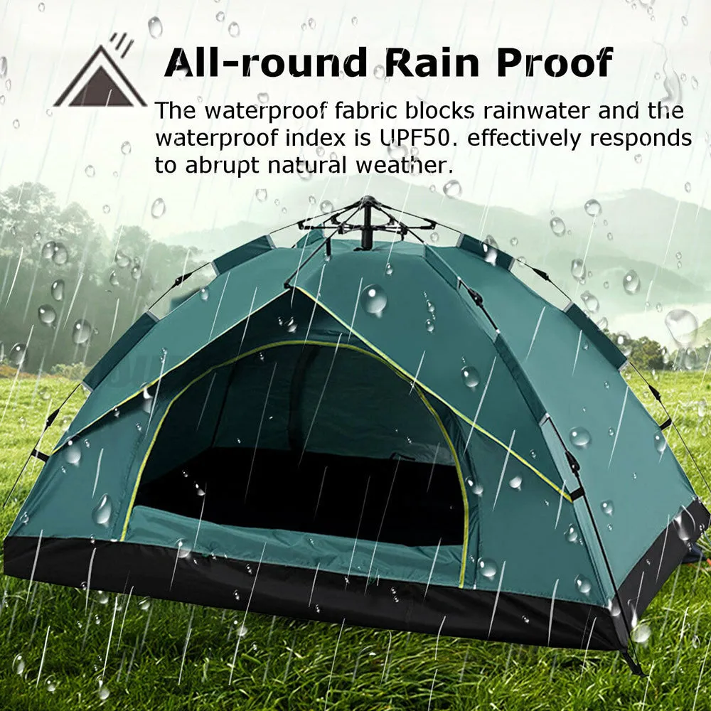 Waterproof Automatic Camping Tent 3-5 Person Come with Moisture Proof Pad(Green)-ACT