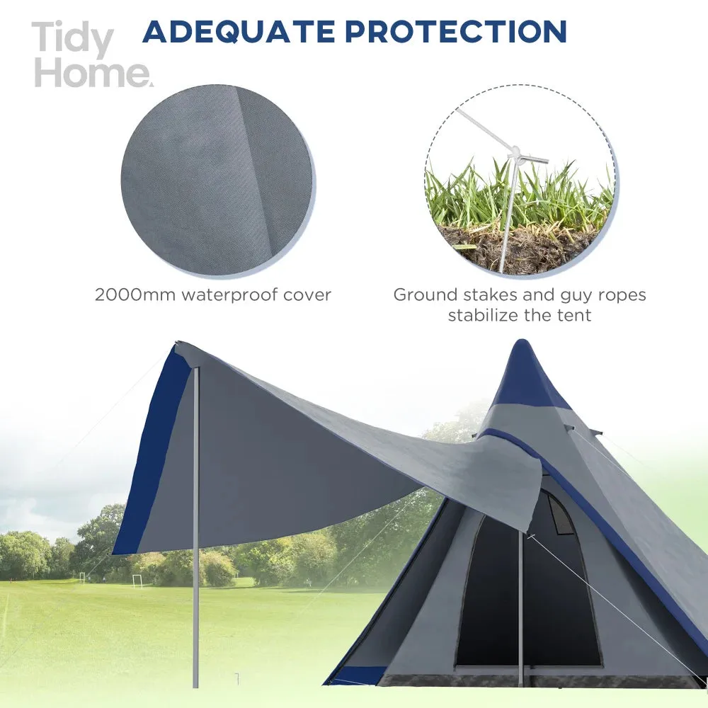 Waterproof Teepee Camping Tent with Porch for 2 to 3 People