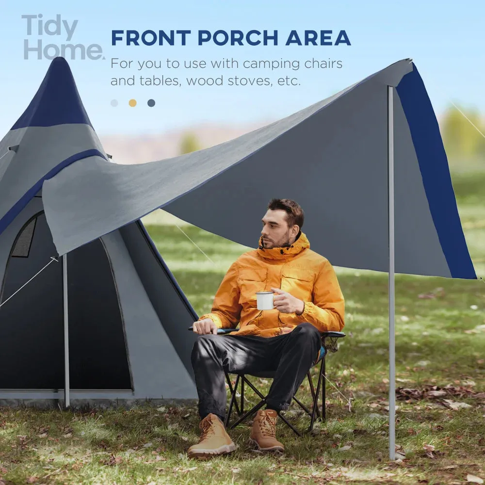 Waterproof Teepee Camping Tent with Porch for 2 to 3 People