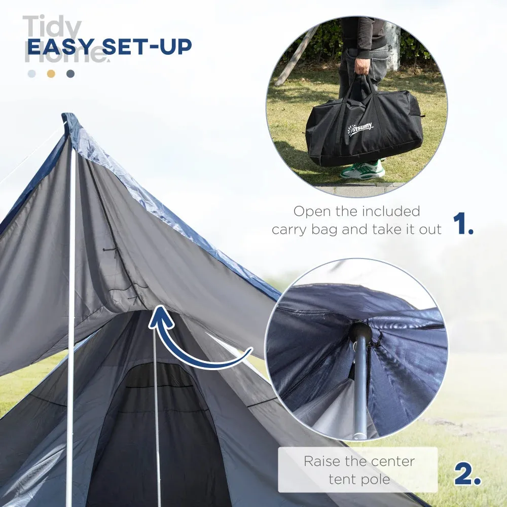 Waterproof Teepee Camping Tent with Porch for 2 to 3 People