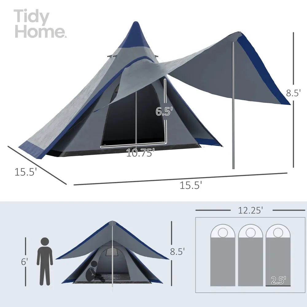 Waterproof Teepee Camping Tent with Porch for 2 to 3 People