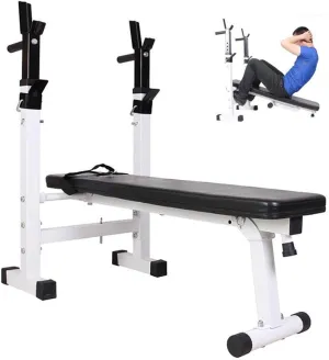 Weight Bench Workout Bench Home Gym Exercises Adjustable Fitness Benches Folding Squat Rack Folding Weight Table Multifunctional Supine Board Fitness Equipment Adjustable Benches (White)