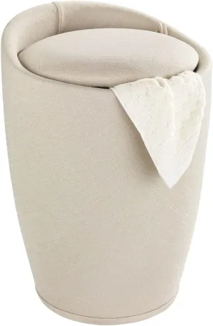 Wenko Bathroom Stool Candy with Linen Look in Beige, Polyester, 36 x 36 x 50.5 cm