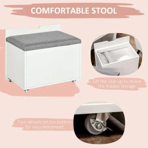 White Dressing Table Set w/ Mirror & Stool – Glam Vanity   Storage! ✨