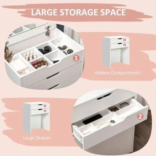 White Dressing Table Set w/ Mirror & Stool – Glam Vanity   Storage! ✨