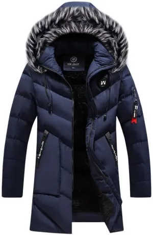 Winter Puffer Jacket for Men with Fur Hood Thicken Winter Warm Padded Jacket Insulated and Water Repellent Coat