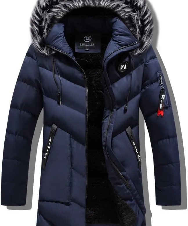 Winter Puffer Jacket for Men with Fur Hood Thicken Winter Warm Padded Jacket Insulated and Water Repellent Coat