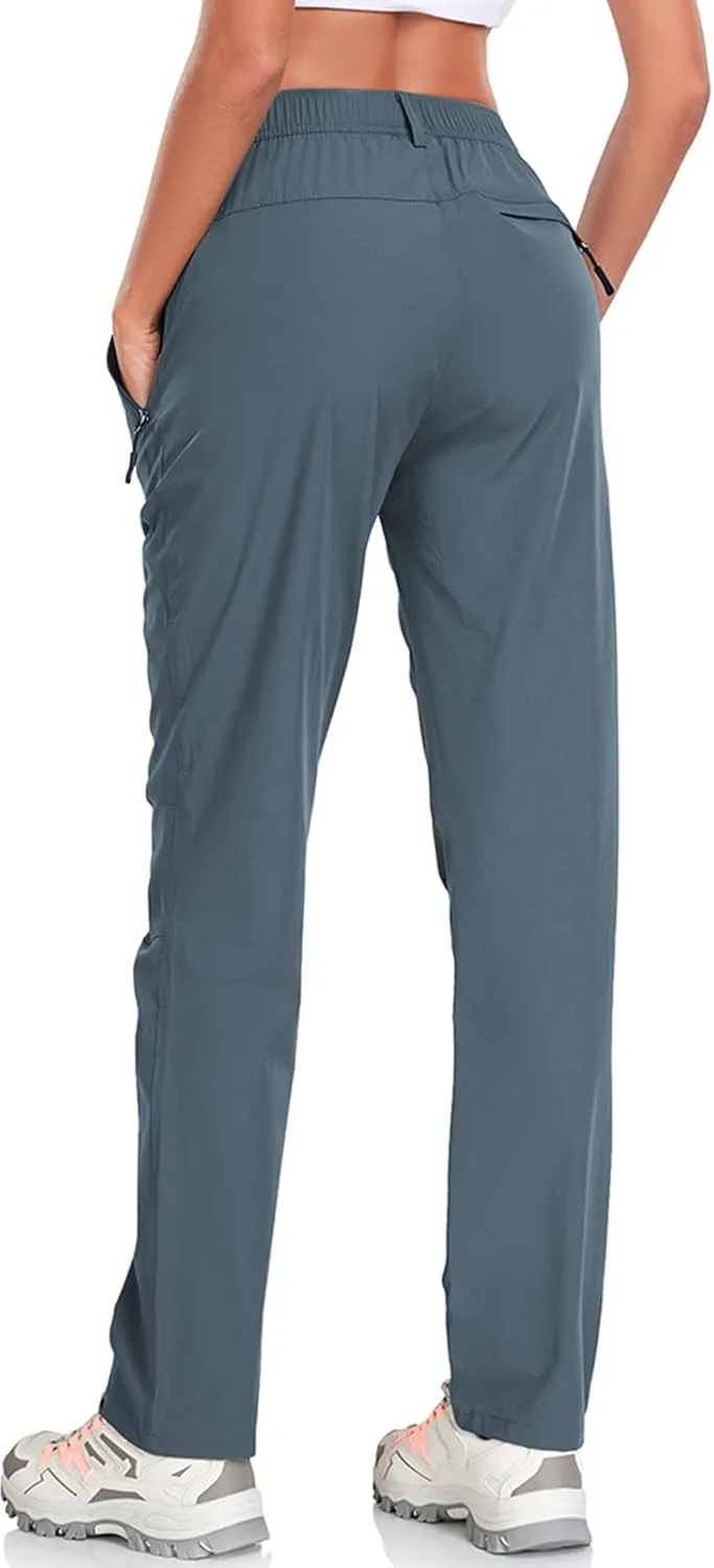 Women's Golf Pants Wrinkle Free UPF 50 Casual Pants Quick Dry Lightweight Travel Pants for Women on Plane with Zipper Pockets