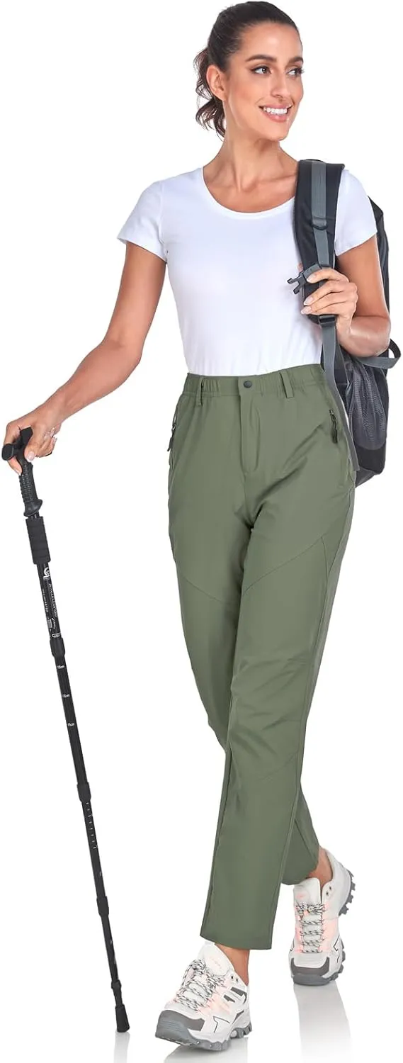 Women's Golf Pants Wrinkle Free UPF 50 Casual Pants Quick Dry Lightweight Travel Pants for Women on Plane with Zipper Pockets