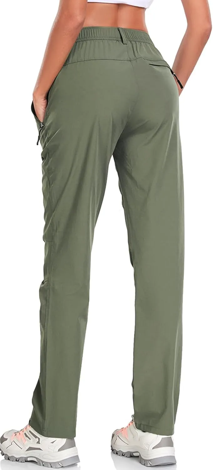 Women's Golf Pants Wrinkle Free UPF 50 Casual Pants Quick Dry Lightweight Travel Pants for Women on Plane with Zipper Pockets