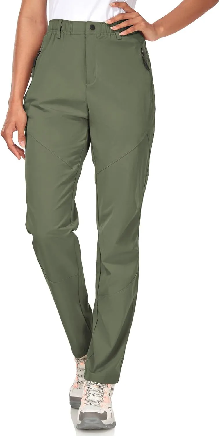 Women's Golf Pants Wrinkle Free UPF 50 Casual Pants Quick Dry Lightweight Travel Pants for Women on Plane with Zipper Pockets