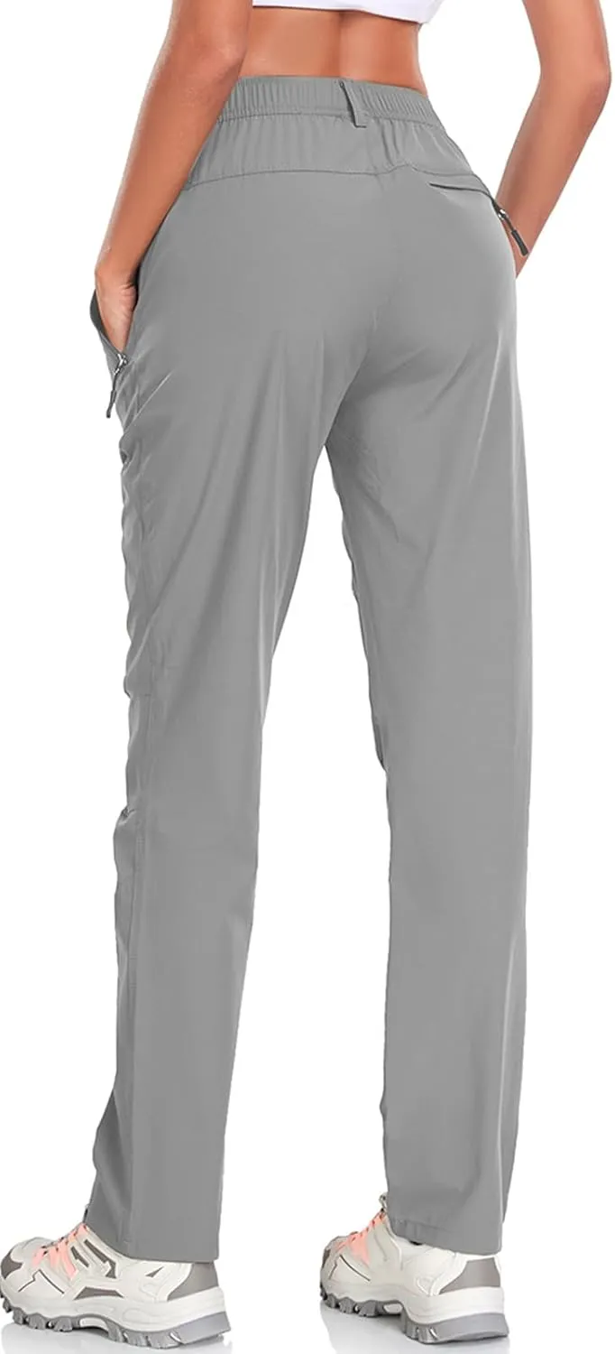 Women's Golf Pants Wrinkle Free UPF 50 Casual Pants Quick Dry Lightweight Travel Pants for Women on Plane with Zipper Pockets