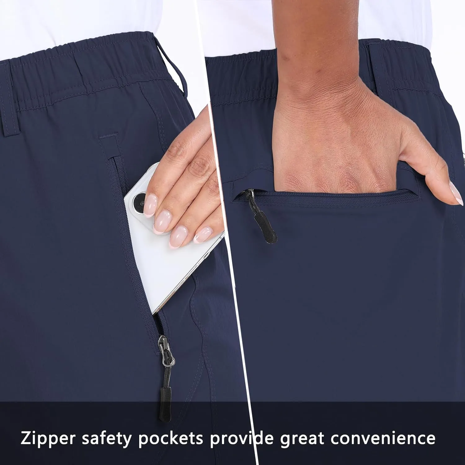 Women's Golf Pants Wrinkle Free UPF 50 Casual Pants Quick Dry Lightweight Travel Pants for Women on Plane with Zipper Pockets