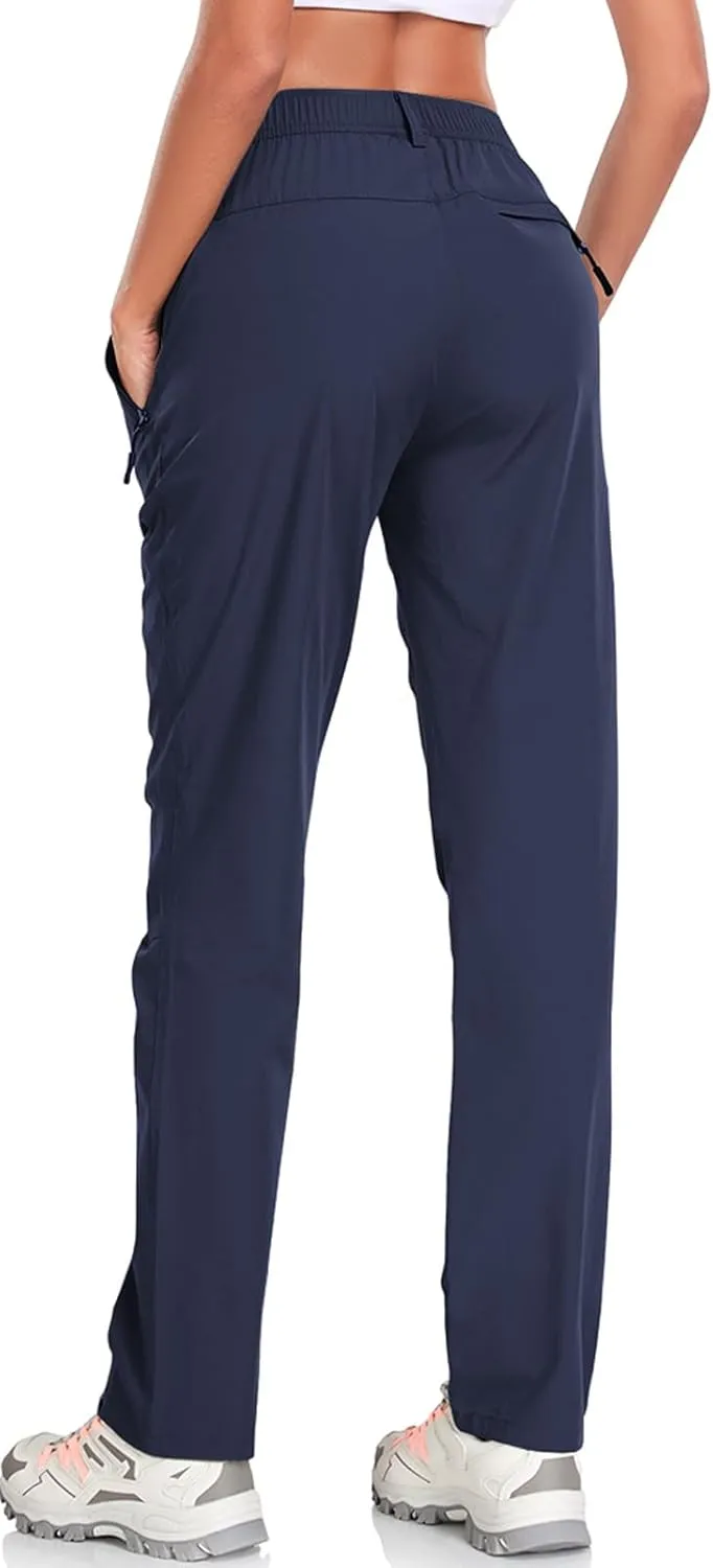 Women's Golf Pants Wrinkle Free UPF 50 Casual Pants Quick Dry Lightweight Travel Pants for Women on Plane with Zipper Pockets
