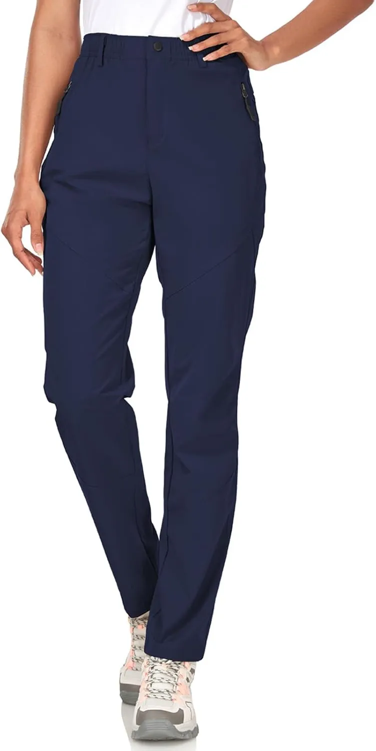 Women's Golf Pants Wrinkle Free UPF 50 Casual Pants Quick Dry Lightweight Travel Pants for Women on Plane with Zipper Pockets
