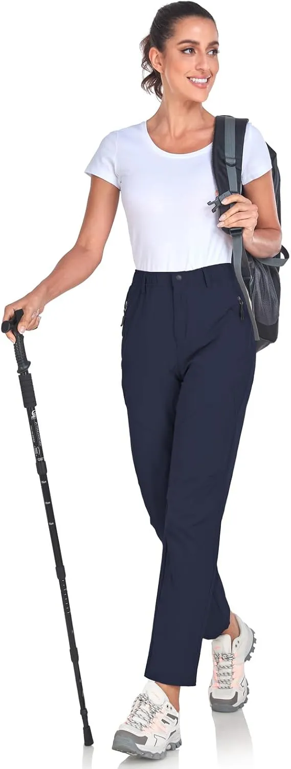 Women's Golf Pants Wrinkle Free UPF 50 Casual Pants Quick Dry Lightweight Travel Pants for Women on Plane with Zipper Pockets