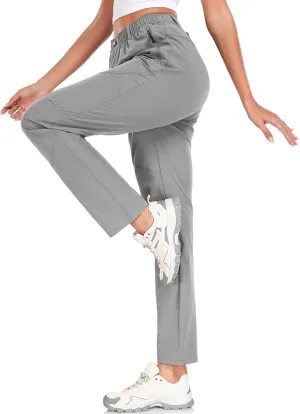 Women's Golf Pants Wrinkle Free UPF 50 Casual Pants Quick Dry Lightweight Travel Pants for Women on Plane with Zipper Pockets