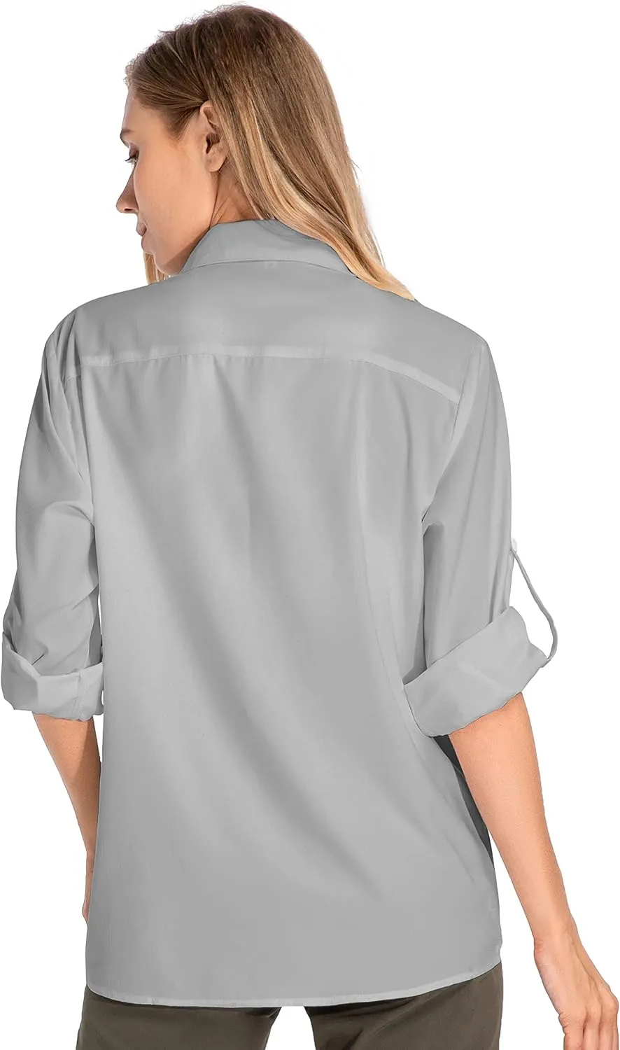 Women's UPF 50 Long Sleeve Sun Protection Shirts Quick Dry Outdoor Fishing Hiking Travel Shirt