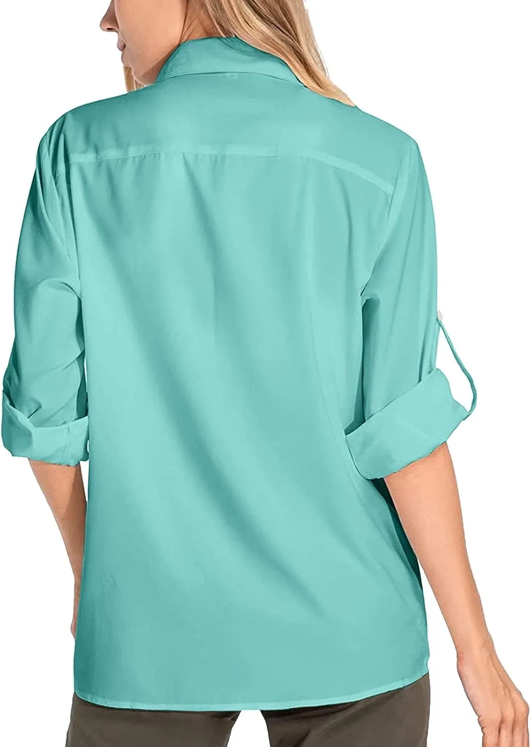 Women's UPF 50 Long Sleeve UV Sun Protection Safari Shirts Outdoor Quick Dry Sun Shirt Fishing Hiking Travel Shirts