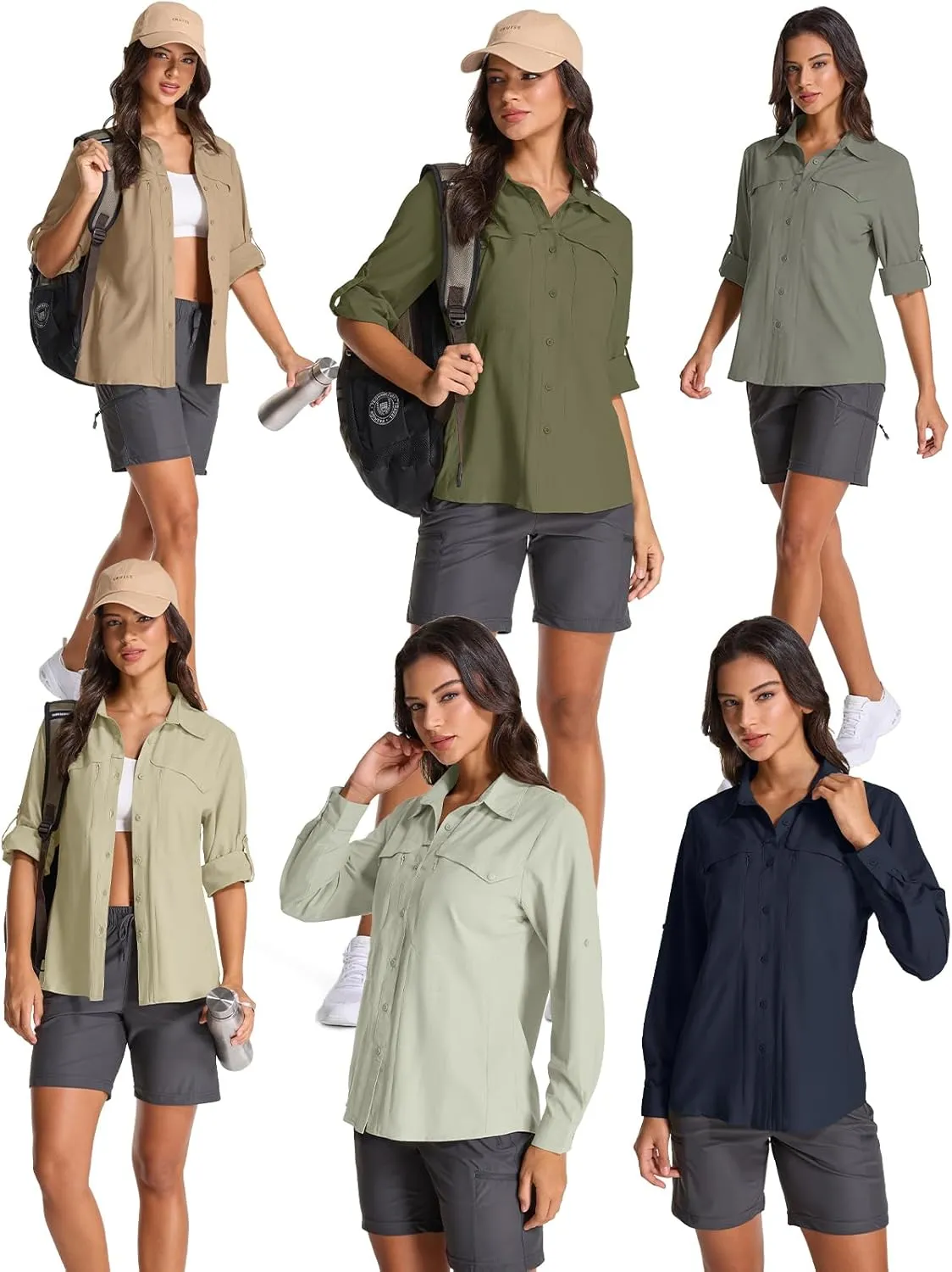 Women's UV Sun Protection Safari Shirt, UPF 50  Long Sleeve Outdoor Cool Quick Dry Fishing Hiking Travel Shirts
