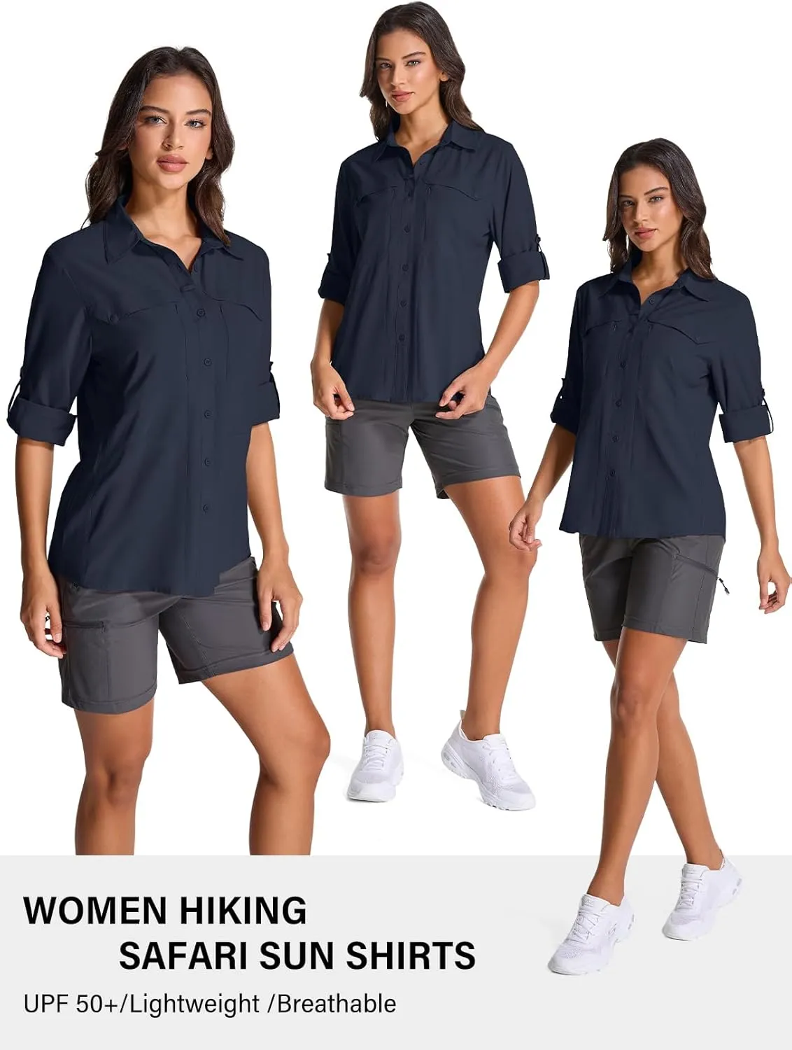 Women's UV Sun Protection Safari Shirt, UPF 50  Long Sleeve Outdoor Cool Quick Dry Fishing Hiking Travel Shirts