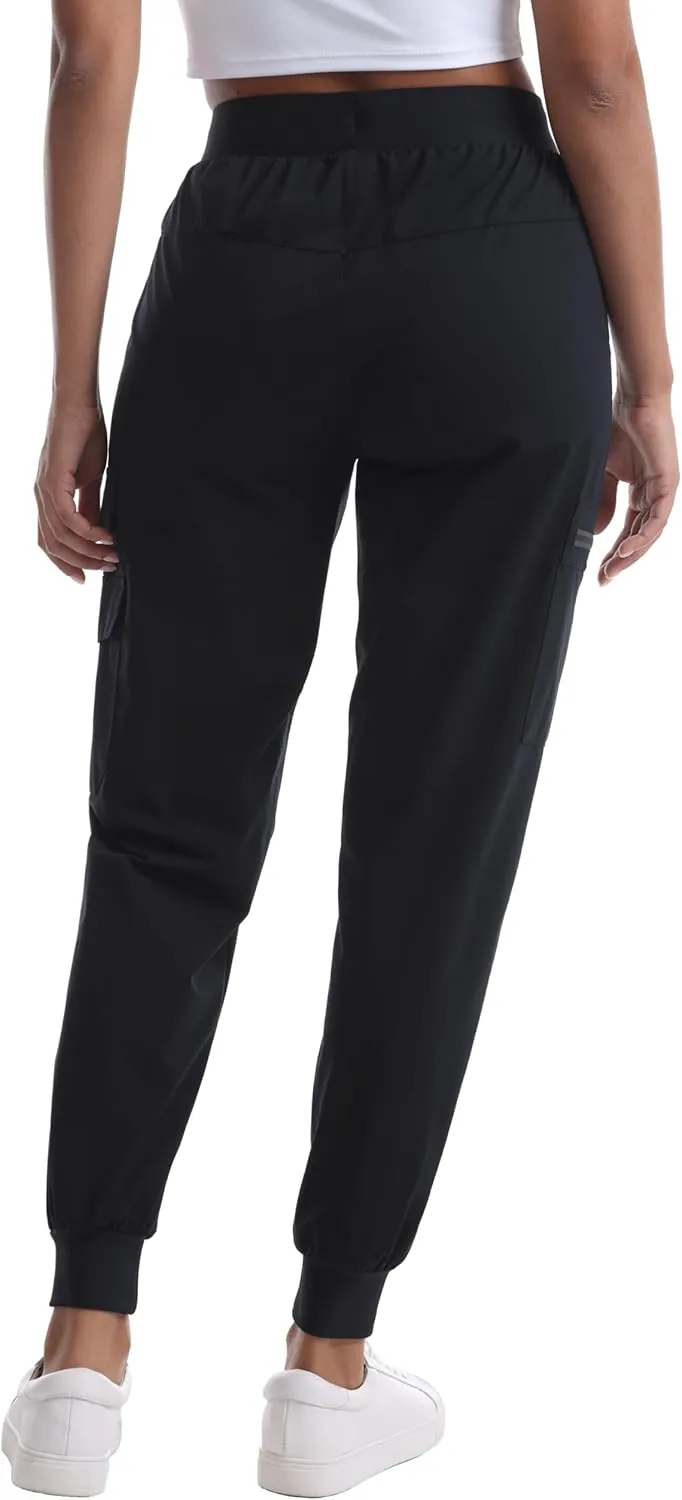 Women's Water Resistant Cargo Joggers - Trendy Travel Hiking Pants with Zippered Pockets for All Season