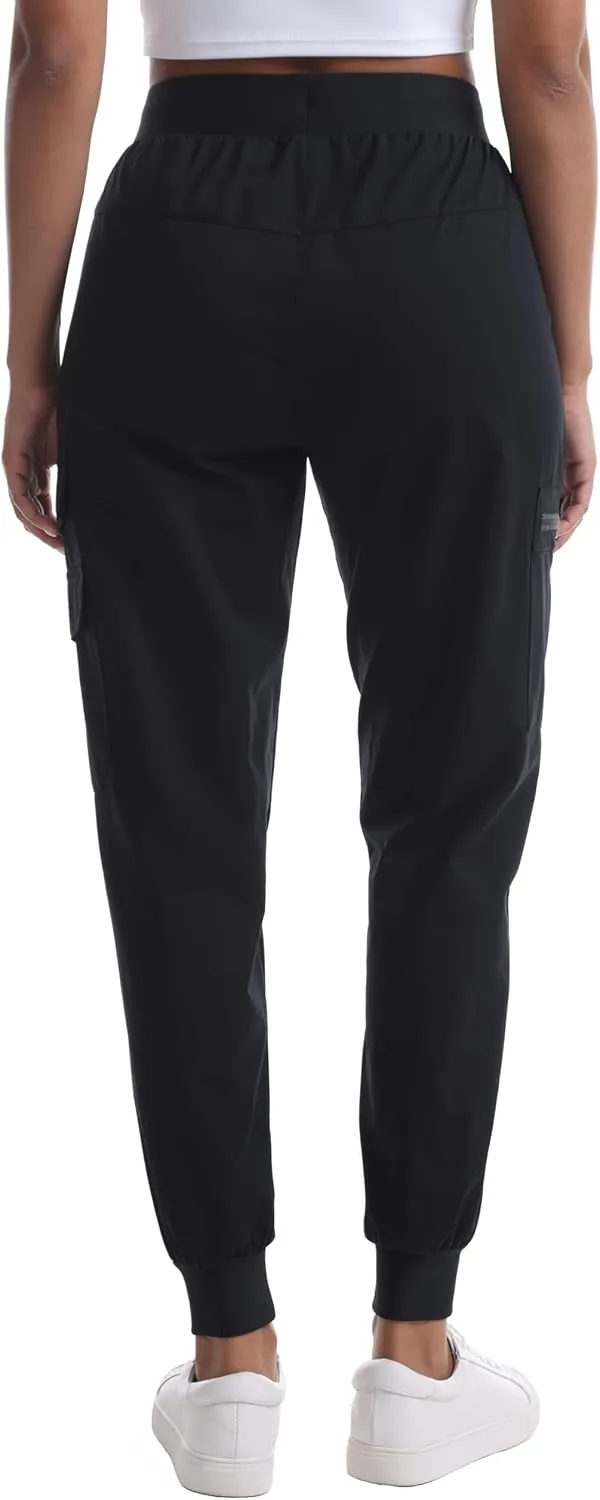 Women's Water Resistant Cargo Joggers - Trendy Travel Hiking Pants with Zippered Pockets for All Season