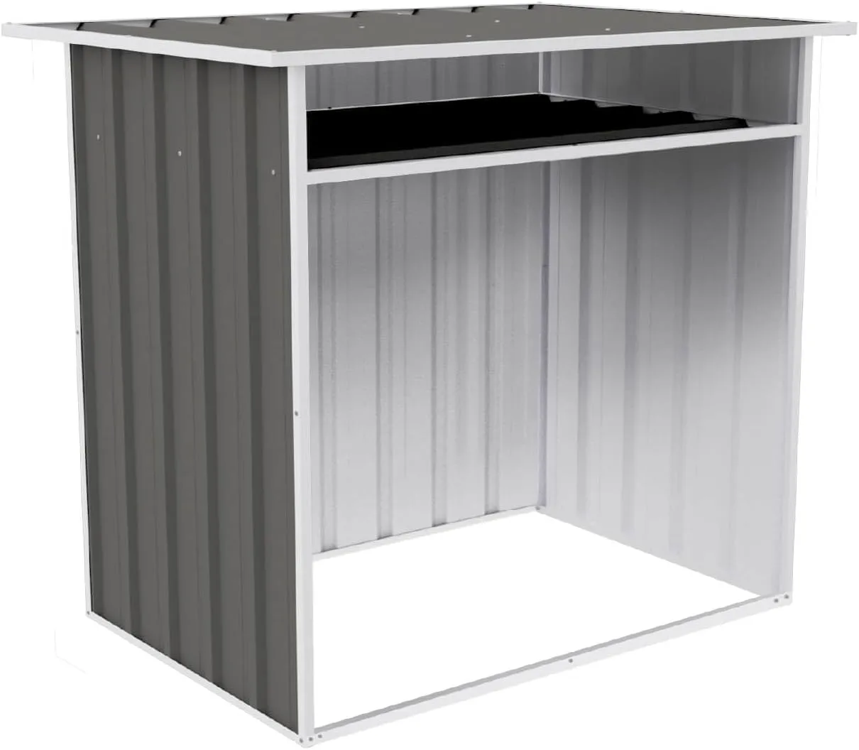 Woodstore 4 Ft. x 2.5 Ft. 3.7 Ft. DIY Galvanized Steel Sheds for Firewood, Timber, Kindling, Also Tools, Gardening Equipment, Perfect in Backyard, Garden (Woodland Gray)