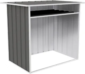 Woodstore 4 Ft. x 2.5 Ft. 3.7 Ft. DIY Galvanized Steel Sheds for Firewood, Timber, Kindling, Also Tools, Gardening Equipment, Perfect in Backyard, Garden (Woodland Gray)