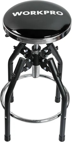 WORKPRO Heavy Duty Adjustable Hydraulic Shop Stool,Garage Bar Stool, 29in to 33.86in, 330-Pound Capacity, Black