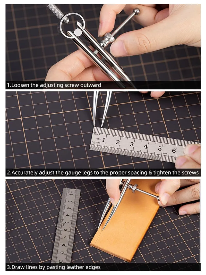 WUTA Spring Wing Divider 304 Stainless Steel Precision Scriber Caliper Tool Metal Dividers Adjustable Spacing Compass High Polished Round Leg for Drawing Circles, Leather Craft, Jewelry Design (Small)