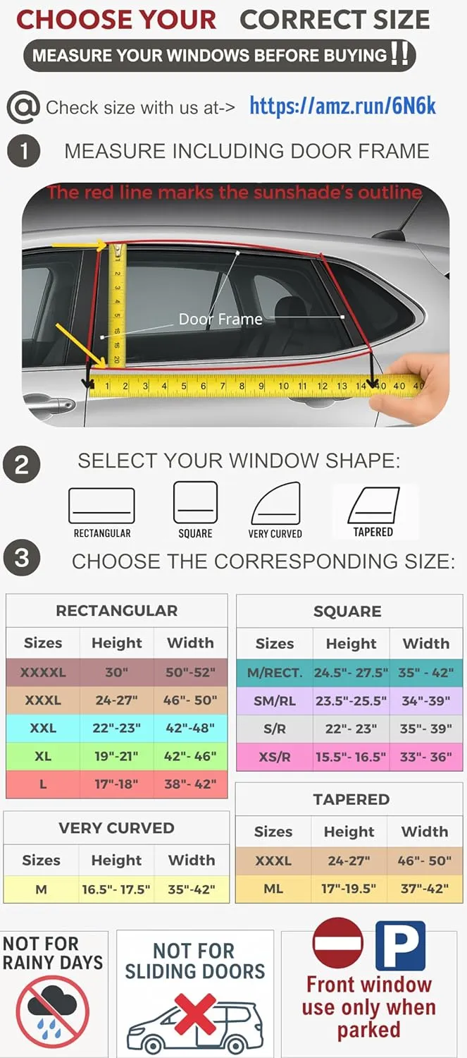 XL/Car Window Shades for SUVs (10 Sizes) - Breathable Stretchy Mesh Screens for Baby, Sun, Heat, Bug & Privacy Protection, Ideal for Camping Adventures, 2-Pack by Qualizzi