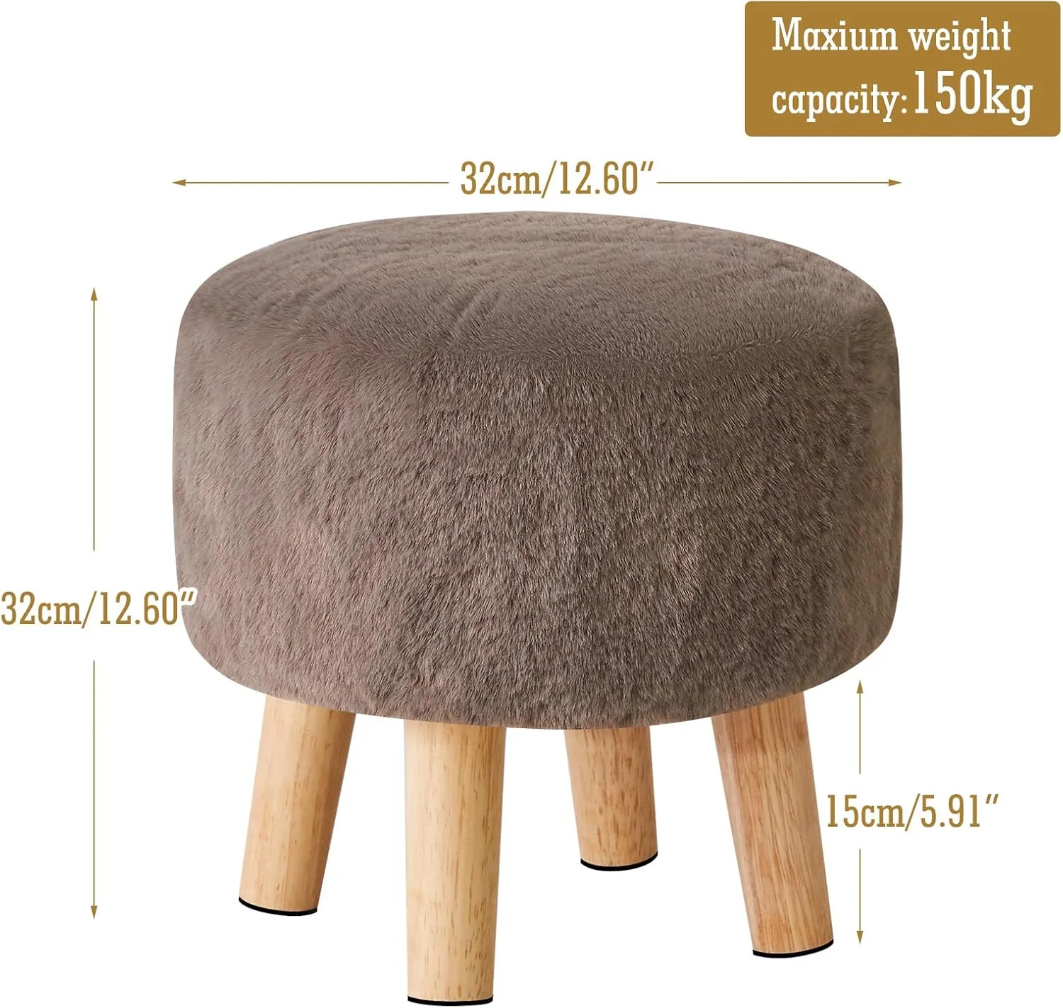 YMYNY Ottoman, Modern Footrest with Soft Padded Seat, Foot Stool with Wood Legs, Small Round Accent Small Table for Living Room Bedroom Office 12.6" D×12.6" W×12.6" H Brown UHBD035GR