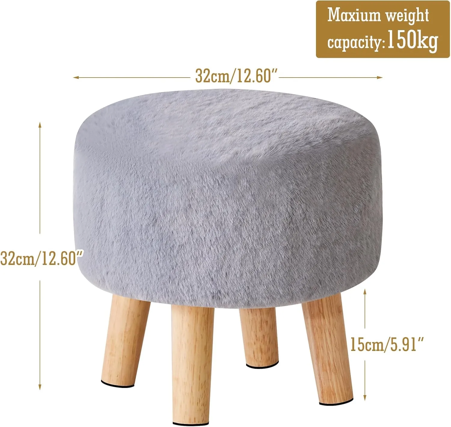 YMYNY Ottoman, Modern Footrest with Soft Padded Seat, Foot Stool with Wood Legs, Small Round Accent Small Table for Living Room Bedroom Office 12.6" D×12.6" W×12.6" H Grey UHBD035G
