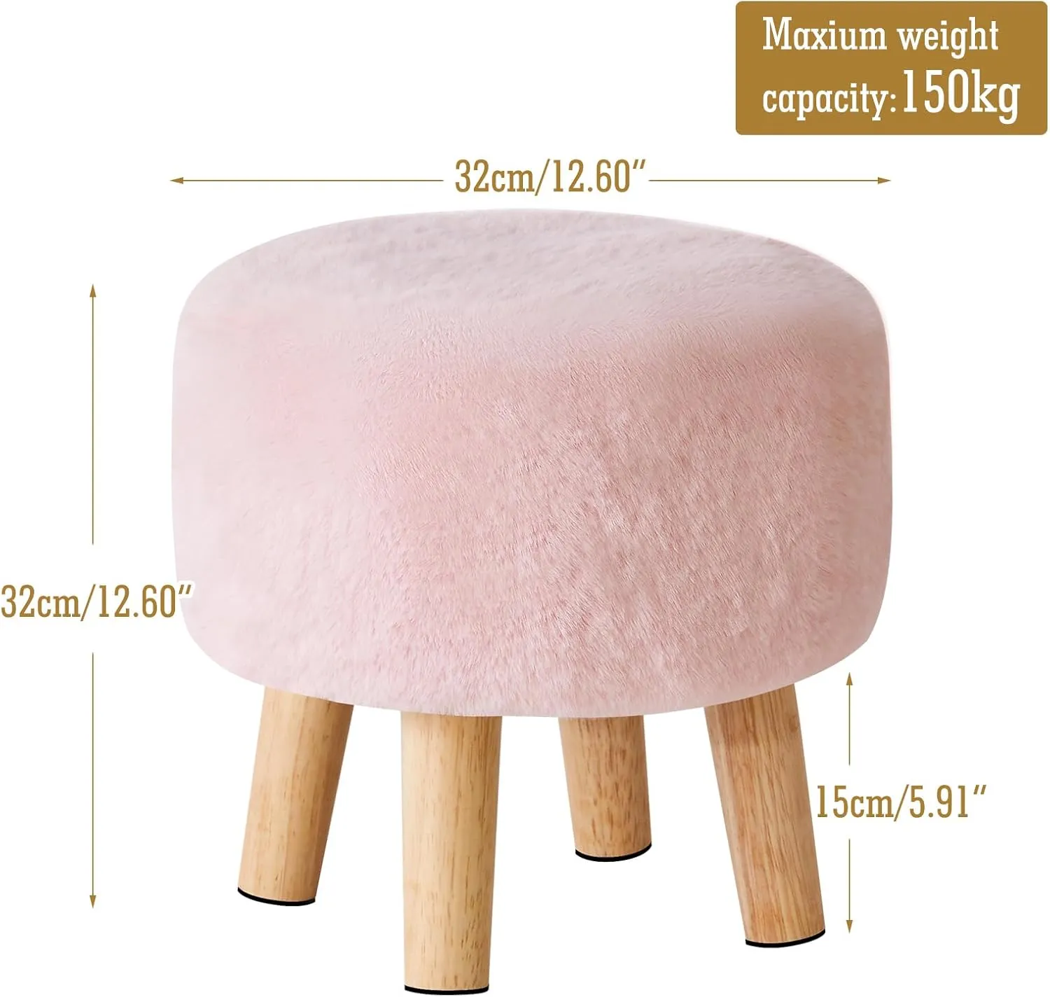 YMYNY Ottoman, Modern Footrest with Soft Padded Seat, Foot Stool with Wood Legs, Small Round Accent Small Table for Living Room Bedroom Office 12.6" D×12.6" W×12.6" H Pink UHBD035P